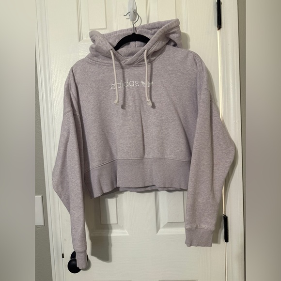 Adidas Purple Cropped Hoodie Sweatshirt - Picture 3 of 10